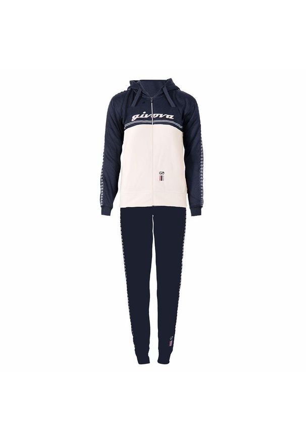 Damski dres Givova 101 z polaru z kapturem - XS. Kolor: szary, fioletowy, wielokolorowy. Materiał: polar, dresówka