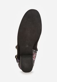 Renee - Czarne Botki Vices na Słupku Ozdobione Kwiatami Selianor. Okazja: na spacer. Kolor: czarny. Materiał: wełna. Wzór: kwiaty, aplikacja. Sezon: jesień. Obcas: na słupku. Styl: wizytowy, klasyczny, elegancki #8