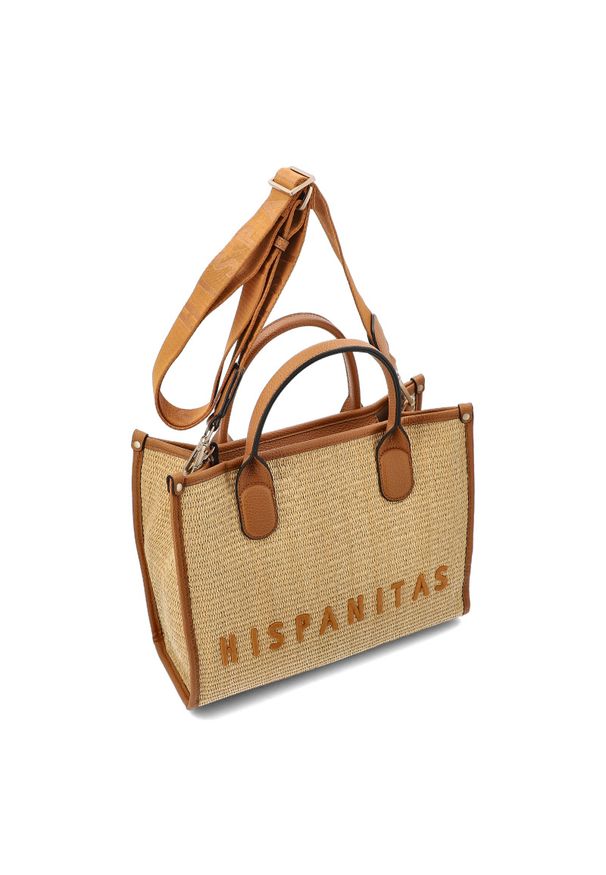 Hispanitas - Brązowa Elegancka Damska Torebka W Stylu Boho. Kolor: brązowy. Sezon: lato. Materiał: skórzane. Styl: boho, elegancki. Rodzaj torebki: na ramię