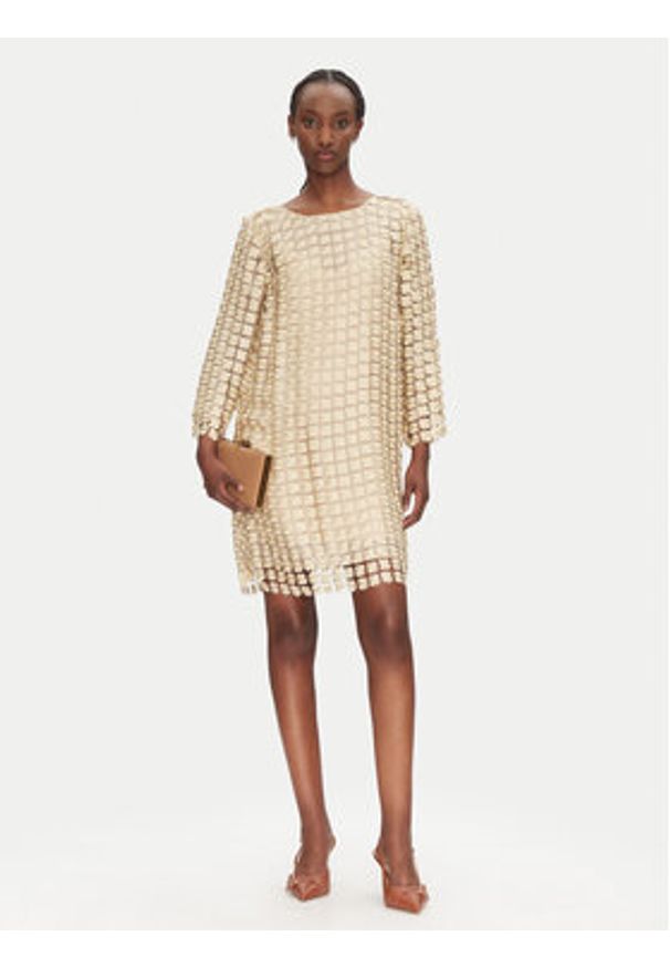 Bruuns Bazaar Sukienka koktajlowa Yva BBW4530 Złoty Regular Fit. Kolor: złoty. Materiał: syntetyk. Styl: wizytowy