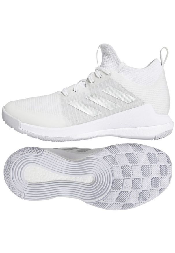 Adidas - Buty do siatkówki adidas Crazyflight Mid W HQ3491 białe. Zapięcie: sznurówki. Kolor: biały. Materiał: tkanina, syntetyk, guma. Szerokość cholewki: normalna. Sport: siatkówka