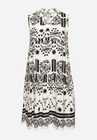 Born2be - Czarno-Kremowa Sukienka o Rozkloszowanym Kroju Bez Rękawów w Etniczny Wzór Revarise. Okazja: na co dzień. Typ kołnierza: dekolt w serek. Kolekcja: plus size. Kolor: czarny. Długość rękawa: bez rękawów. Typ sukienki: dla puszystych. Styl: casual #4