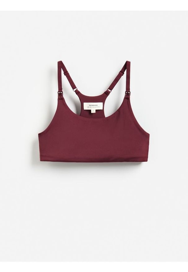 Reserved - Sportowy top - bordowy. Kolor: czerwony. Materiał: dzianina. Styl: sportowy