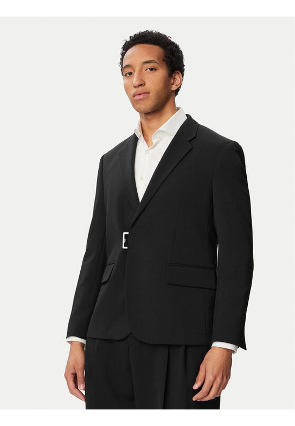 Hugo - HUGO Marynarka Hans 263X 50565557 Czarny Slim Fit. Kolor: czarny. Materiał: syntetyk
