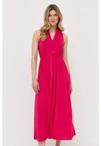 Max Mara Leisure sukienka kolor różowy maxi rozkloszowana. Kolor: różowy. Materiał: dzianina. Długość: maxi #1