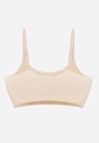 Born2be - Beżowy Bezszwowy Biustonosz Bez Fiszbin z Usztywnianymi Miseczkami Leavessa. Kolor: beżowy. Materiał: tkanina #2