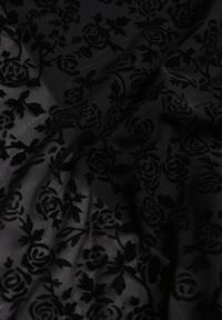 Renee - Czarna Koktajlowa Sukienka z Wiskozą w Welurowe Kwiaty Amette. Kolor: czarny. Materiał: wiskoza, welur. Długość rękawa: na ramiączkach. Wzór: kwiaty. Styl: wizytowy #2