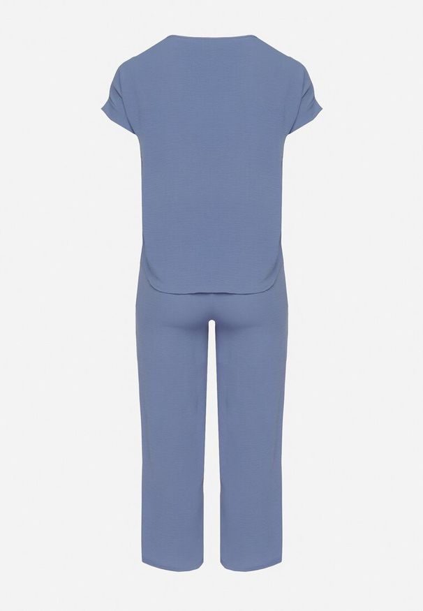 Born2be - Niebieski Komplet o Fasonie Oversize Bluzka i Szerokie Spodnie Amisora. Kolor: niebieski