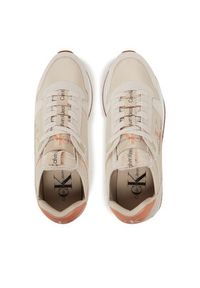 Calvin Klein Jeans Sneakersy Runner Sock Laceup Ny-Lth Wn YW0YW00840 Beżowy. Kolor: beżowy. Materiał: materiał #3
