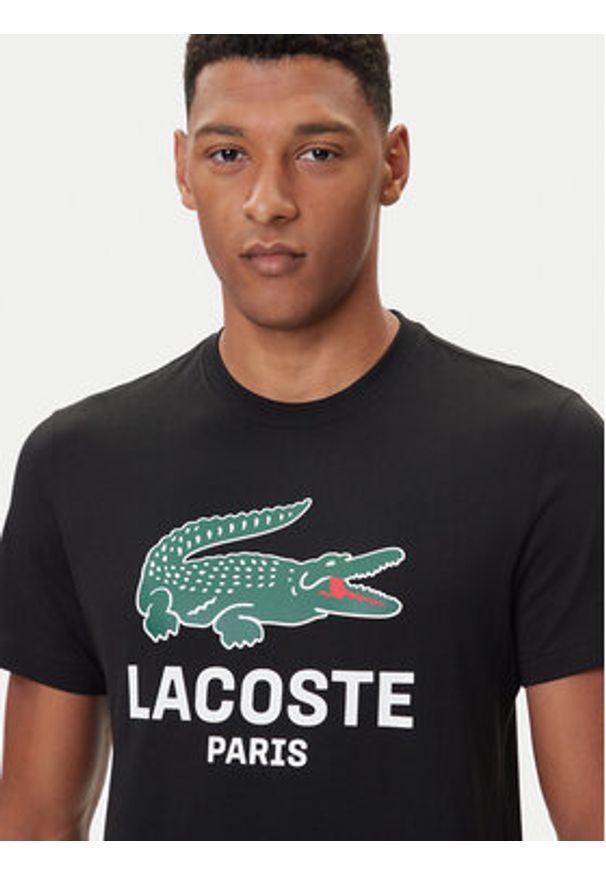 Lacoste T-Shirt TH5634 Czarny Regular Fit. Kolor: czarny. Materiał: bawełna