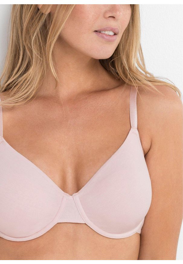 bonprix - Biustonosz T-shirt na fiszbinach (3 szt.), bawełna organiczna. Kolor: niebieski. Materiał: bawełna