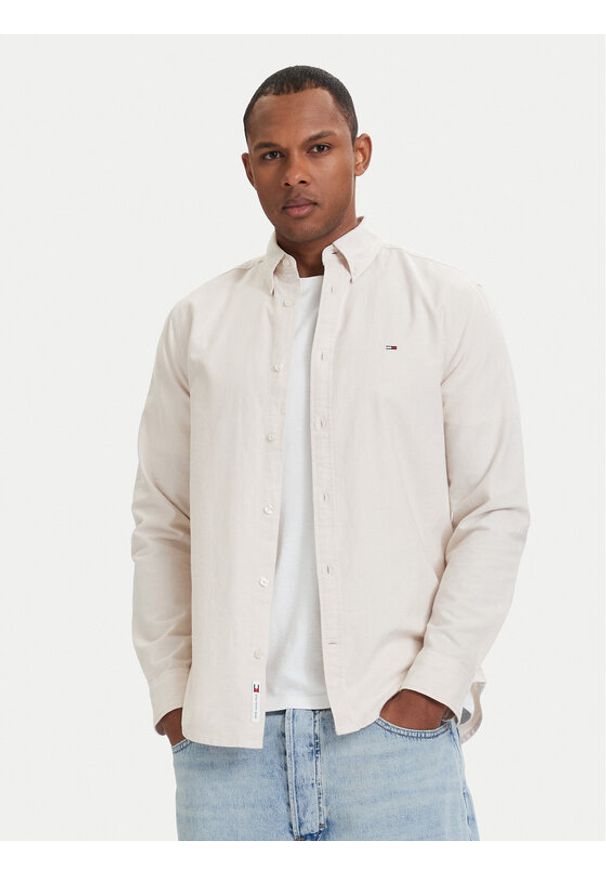 Tommy Jeans Koszula DM0DM21298 Beżowy jasny Regular Fit. Kolor: beżowy. Materiał: bawełna