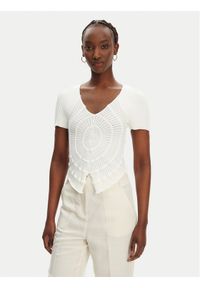 Pinko - PINKO Sweter Falterona Maglia 104625 A2E6 Biały Regular Fit. Kolor: biały. Materiał: wiskoza