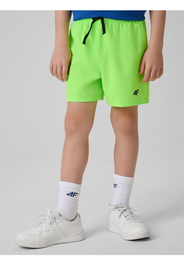4f - 4F Spodenki plażowe boardshorty chłopięce - zielone 146/152 (10-12 lat). Kolor: zielony. Materiał: włókno