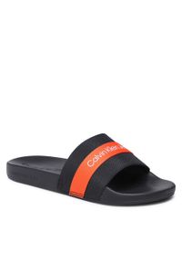 Klapki Calvin Klein Jeans Slide Webbing YM0YM00663 Black/Orange 0JH. Kolor: czarny. Materiał: materiał
