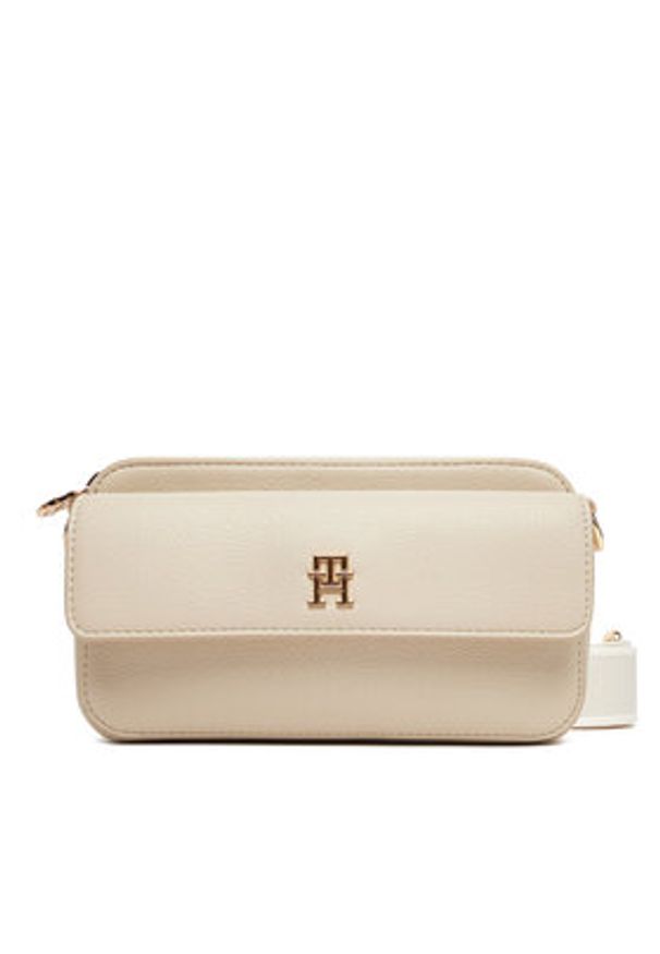 TOMMY HILFIGER - Tommy Hilfiger Torebka DISTINCT CAMERA BAG AW0AW17455 Beżowy. Kolor: beżowy. Materiał: skórzane