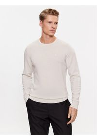 Calvin Klein Sweter K10K109474 Beżowy Regular Fit. Kolor: beżowy. Materiał: wełna #1