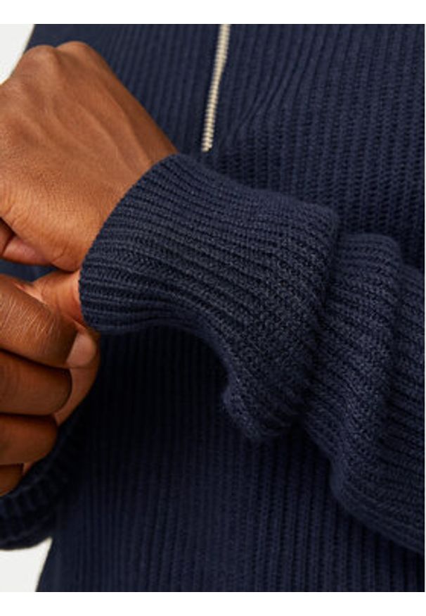 Jack & Jones Sweter Pannel 12258473 Granatowy Regular Fit. Kolor: niebieski. Materiał: bawełna