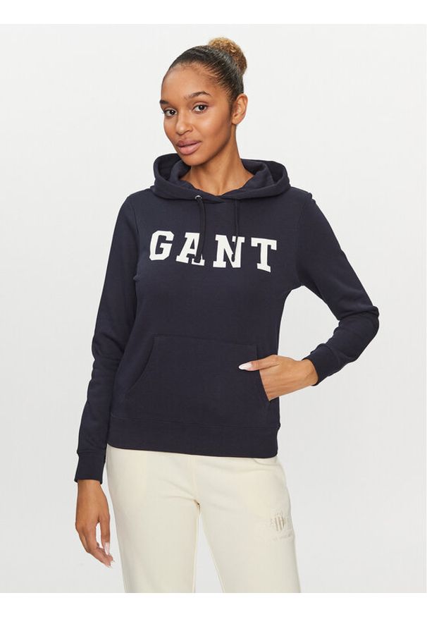 GANT - Gant Bluza Reg Graphic Hoodie 4200742 Granatowy Regular Fit. Kolor: niebieski. Materiał: bawełna