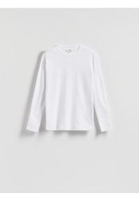 Reserved - Bawełniany longsleeve - biały. Kolor: biały. Materiał: bawełna. Długość rękawa: długi rękaw