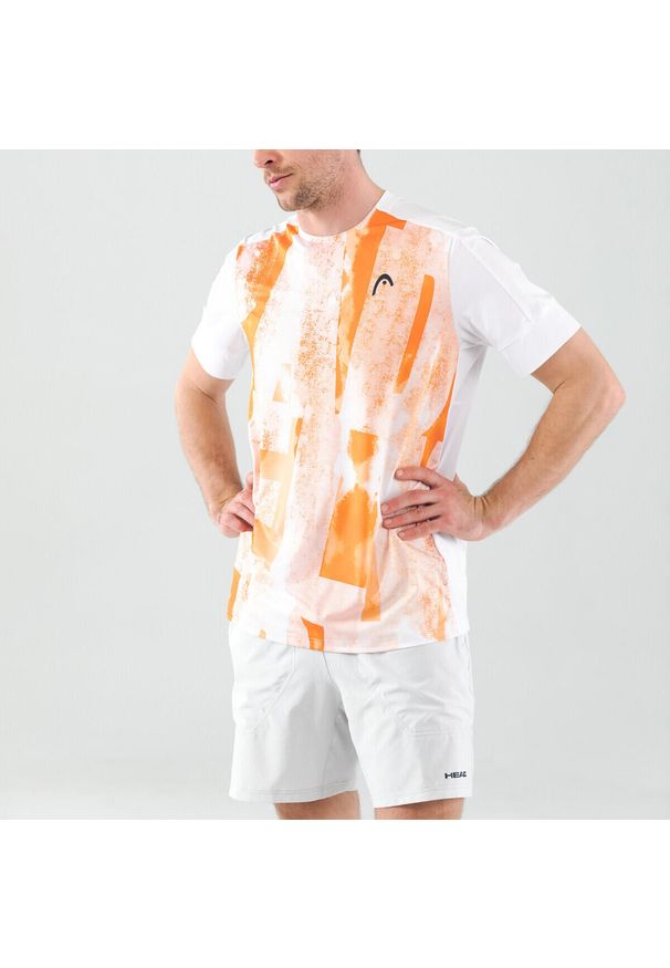 Koszulka z krótkim rękawem męska Head Tech. Kolor: pomarańczowy. Długość rękawa: krótki rękaw. Długość: krótkie. Wzór: kolorowy, nadruk