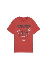 Puma - Młodzieżowa koszulka Mid 90s z grafiką PUMA Red Fire. Kolor: czerwony. Materiał: guma. Wzór: nadruk. Sport: joga i pilates #1