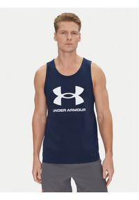 Under Armour Tank top Ua Sportstyle Logo Tank 1382883 Granatowy Loose Fit. Kolor: niebieski. Materiał: bawełna