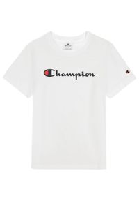 Koszulka damska Champion SS Tee 117534. Kolor: biały. Materiał: bawełna, skóra, tkanina