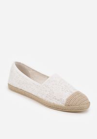Born2be - Białe Koronkowe Espadryle z Plecionką na Nosku Zynava. Kolor: biały. Materiał: koronka. Sezon: wiosna, lato. Styl: klasyczny #8