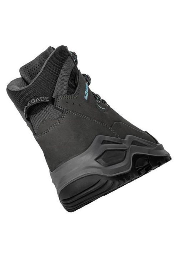 Buty trekkingowe damskie Lowa Renegade Evo Mid Gtx. Wysokość cholewki: za kostkę. Zapięcie: sznurówki. Kolor: czarny. Materiał: skóra. Szerokość cholewki: normalna