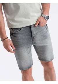 Ombre Clothing - Krótkie spodenki męskie jeansowe - szare V2 - Rozmiar: L. Kolor: szary. Materiał: jeans. Długość: krótkie #4