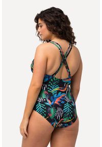 ULLA POPKEN - Damski Kostium kąpielowy błyszczący materiał miękkie miseczki fiszbiny. Kolekcja: plus size. Kolor: czarny. Materiał: elastan, poliamid, materiał