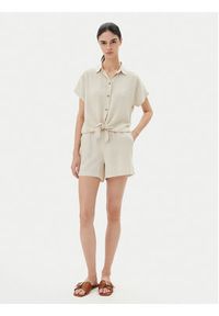 Vero Moda Koszula Thea 10333794 Beżowy Loose Fit. Kolor: beżowy. Materiał: wiskoza