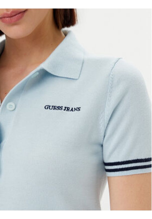 Guess Jeans Kardigan W5GR03 Z3HO2 Błękitny Regular Fit. Kolor: niebieski. Materiał: syntetyk