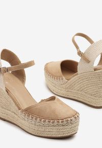 Born2be - Ciemnobeżowe Sandały w Stylu Espadryli na Koturnie z Plecionki Yasvanis. Okazja: na co dzień. Kolor: beżowy. Materiał: jeans. Sezon: lato. Obcas: na koturnie. Styl: klasyczny, casual, elegancki #5