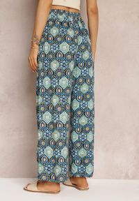 Renee - Granatowe Spodnie z Wiskozowej Tkaniny w Ornamentalny Wzór Sishall. Kolor: niebieski. Materiał: tkanina, wiskoza. Styl: boho #3