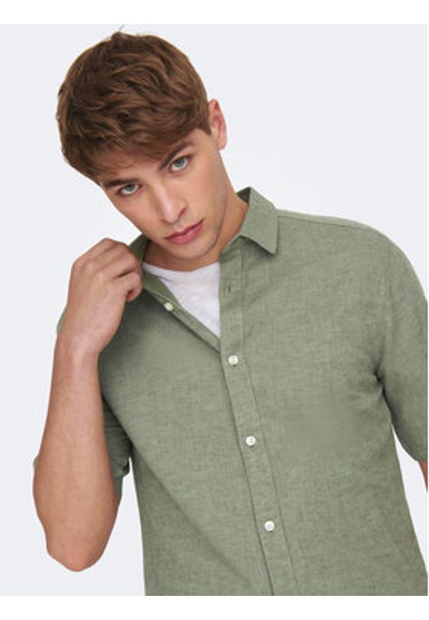 Only & Sons Koszula Caiden 22009885 Zielony Slim Fit. Kolor: zielony. Materiał: bawełna