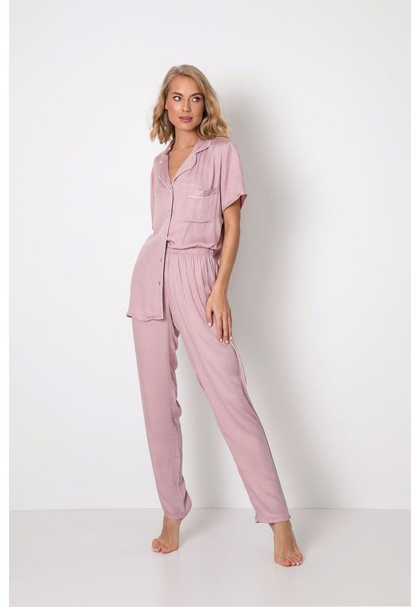 Aruelle piżama Tianna damska kolor różowy satynowa. Kolor: różowy. Materiał: satyna. Długość: krótkie