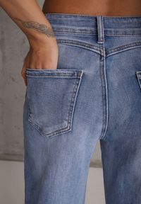 Renee - Niebieskie Bawełniane Jeansy High Waist z Szerokimi Nogawkami Zaeherris. Stan: podwyższony. Kolor: niebieski. Styl: elegancki #4