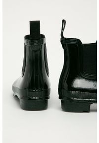 Hunter - Kalosze. Nosek buta: okrągły. Kolor: czarny. Materiał: syntetyk, materiał, guma. Szerokość cholewki: normalna. Wzór: gładki #2