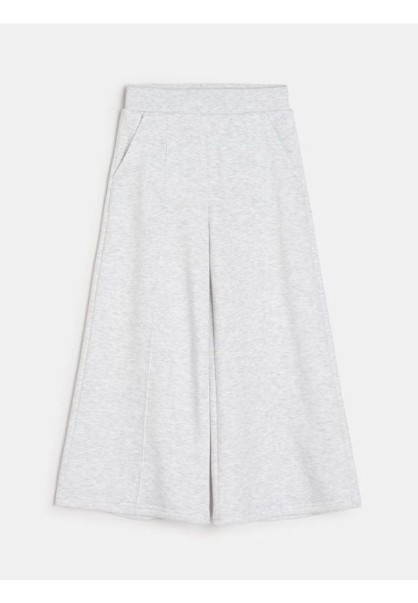 Sinsay - Spodnie dresowe wide leg - szary. Kolor: szary. Materiał: dresówka
