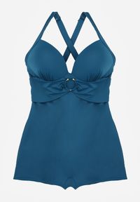 Born2be - Ciemnozielony Strój Kąpielowy Jednoczęściowy z Nogawkami Typu Bokserki Glysaela. Kolor: zielony. Wzór: ażurowy #3