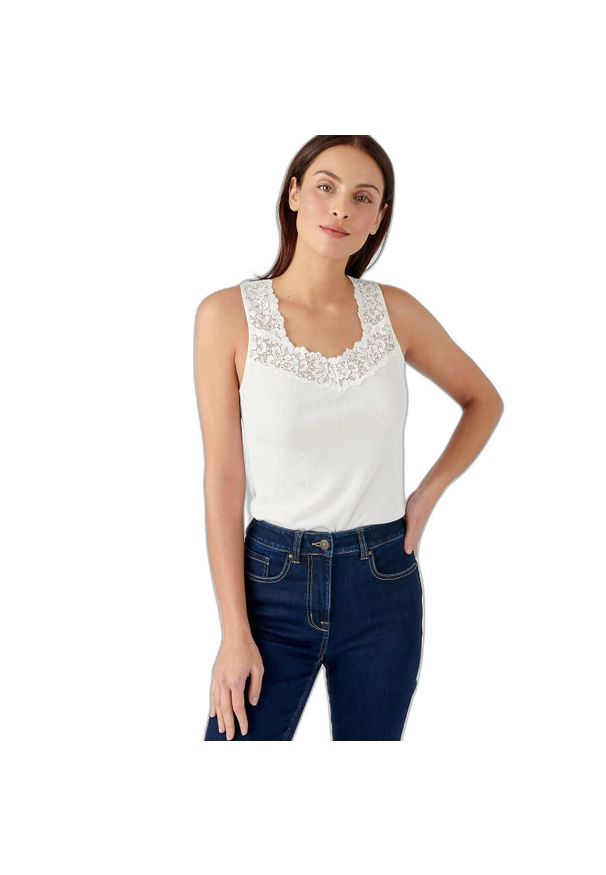 DAMART - Damski tank top Damart Thermolactyl. Kolor: biały. Materiał: skóra, dzianina. Sezon: zima