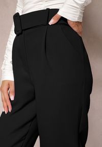 Renee - Czarne Spodnie Garniturowe High Waist z Paskiem Wenus. Okazja: na spotkanie biznesowe, na co dzień. Stan: podwyższony. Kolor: czarny. Materiał: tkanina, materiał. Wzór: jednolity, gładki. Styl: casual, elegancki, biznesowy #5