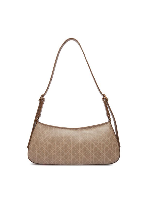 Calvin Klein Torebka Emblem Aop Small Shoulder Bag LV04F3324G Beżowy. Kolor: beżowy. Materiał: skórzane