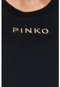 Pinko top damski kolor czarny. Kolor: czarny. Materiał: dzianina, prążkowany. Długość rękawa: na ramiączkach. Styl: klasyczny #4