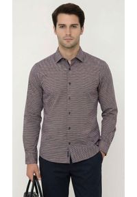 Koszula Wizytowa z Prostym Krojem - Victorio - Brąz, Drobny Wzór. Okazja: na co dzień. Kolor: brązowy, beżowy, wielokolorowy. Materiał: elastan, bawełna. Długość rękawa: długi rękaw. Długość: długie. Styl: wizytowy #5