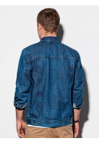 Ombre Clothing - Kurtka męska jeansowa C441 - jeans - XL. Okazja: na co dzień. Materiał: jeans. Styl: casual, klasyczny #6