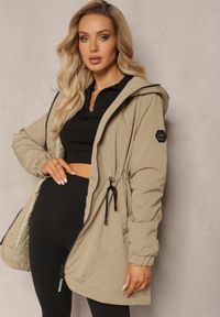 Renee - Jasnozielona Kurtka Parka Ściągana w Pasie Crotidae. Kolor: zielony