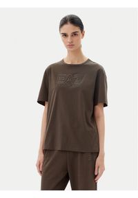 EA7 Emporio Armani T-Shirt 7W000098 AF12503 U6139 Brązowy Loose Fit. Kolor: brązowy. Materiał: bawełna